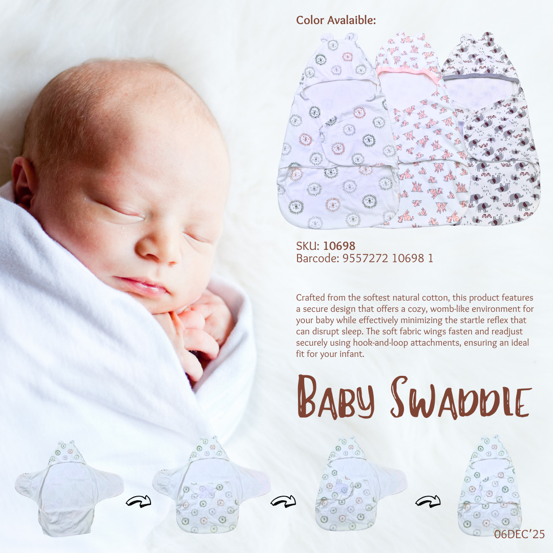 Beeson Baby Velcro Swaddle Wrap | Soft Breathable Cotton Newborn Swaddle Blanket | Adjustable Sleep Sack (0–3 Months) | 10698