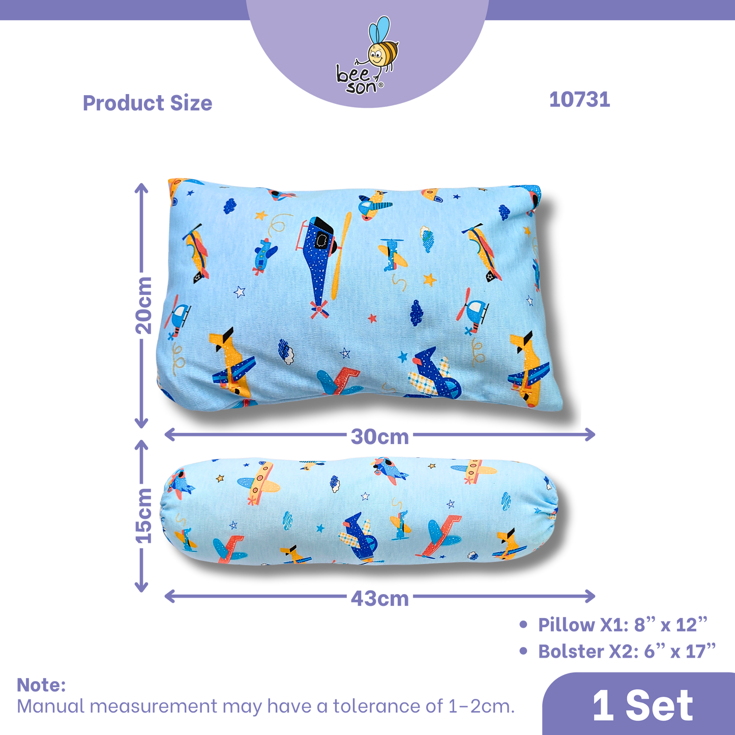 Beeson 3in1 Baby Soft Bedding Set With Pillow & Bolster | 10731