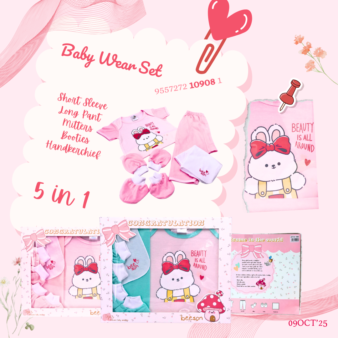 Beeson 5in1 Cotton Newborn Baby Girl Hamper Wear Gift Set Box | 10908