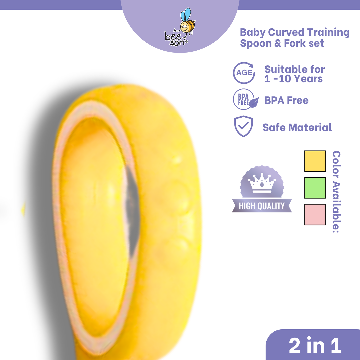 Beeson 2 in 1 Baby Curved Training Spoon & Fork set 80429