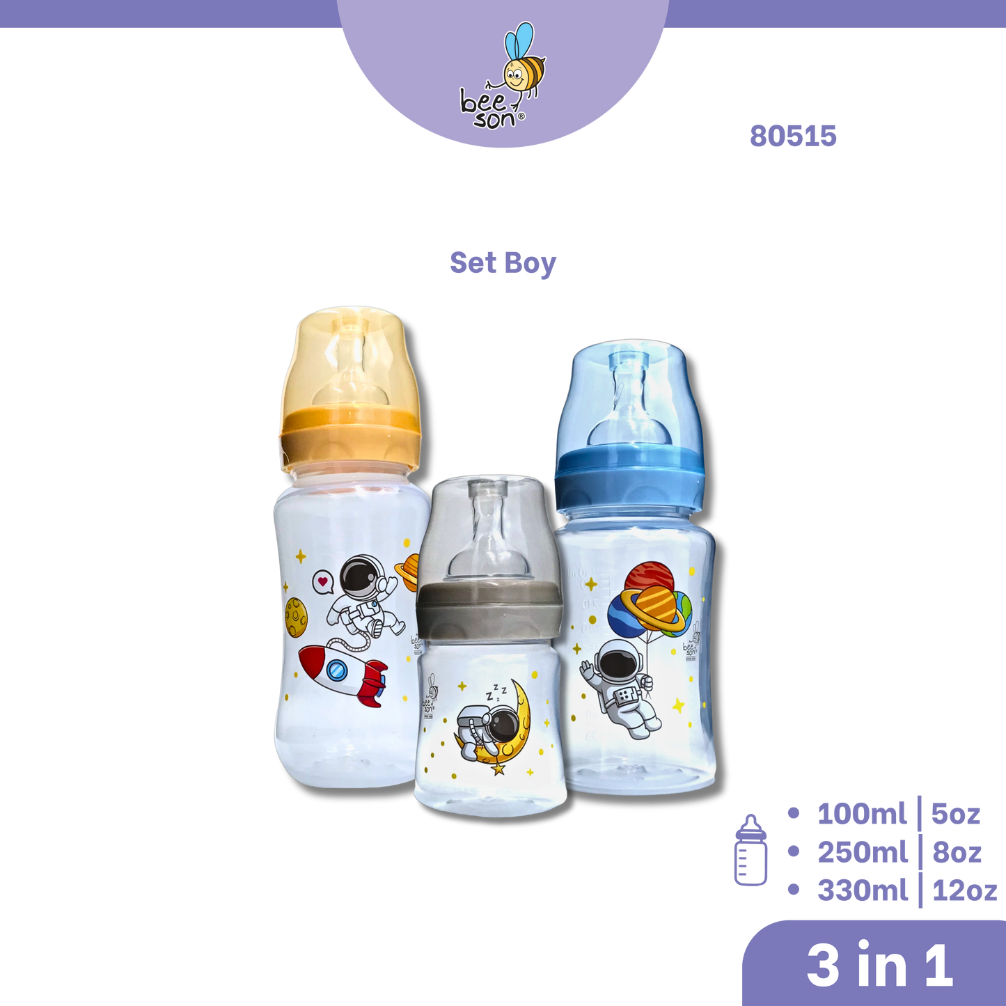 Beeson 3in1 | 2in1 Baby Wide Neck Feeding Bottle (100ml | 5oz) (250ml | 8oz) (330ml | 12oz) 80513 | 80514 | 80515