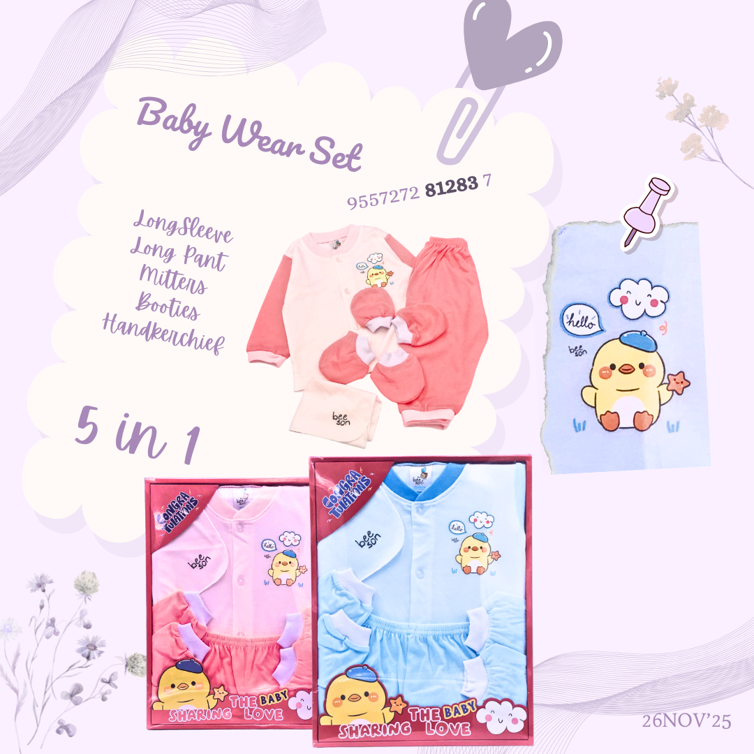 Beeson 5in1 Cotton Newborn Baby Boy / Girl Hamper Wear Gift Set Box | 81283