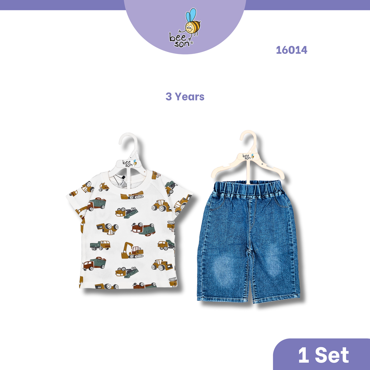 Beeson Toddler Kids Boy Short Sleeve Top & Denim Jeans Suit Set 1-3 Years | 16011 | 16012 | 16013 | 16014