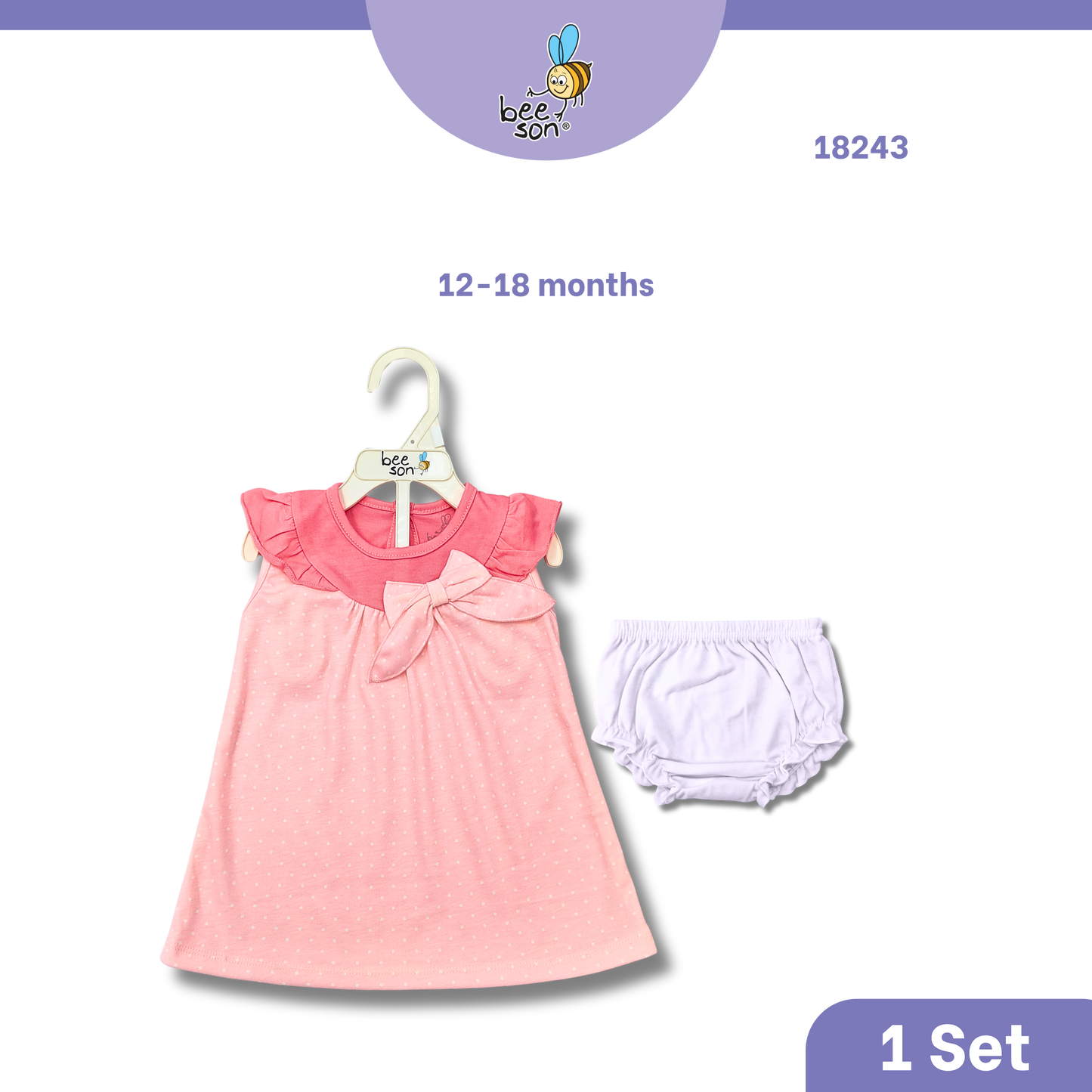 Beeson Newborn - 18months Baby Girl Knit Cotton Dress With Panty 18239 | 18240 | 18241 | 18242 | 18243