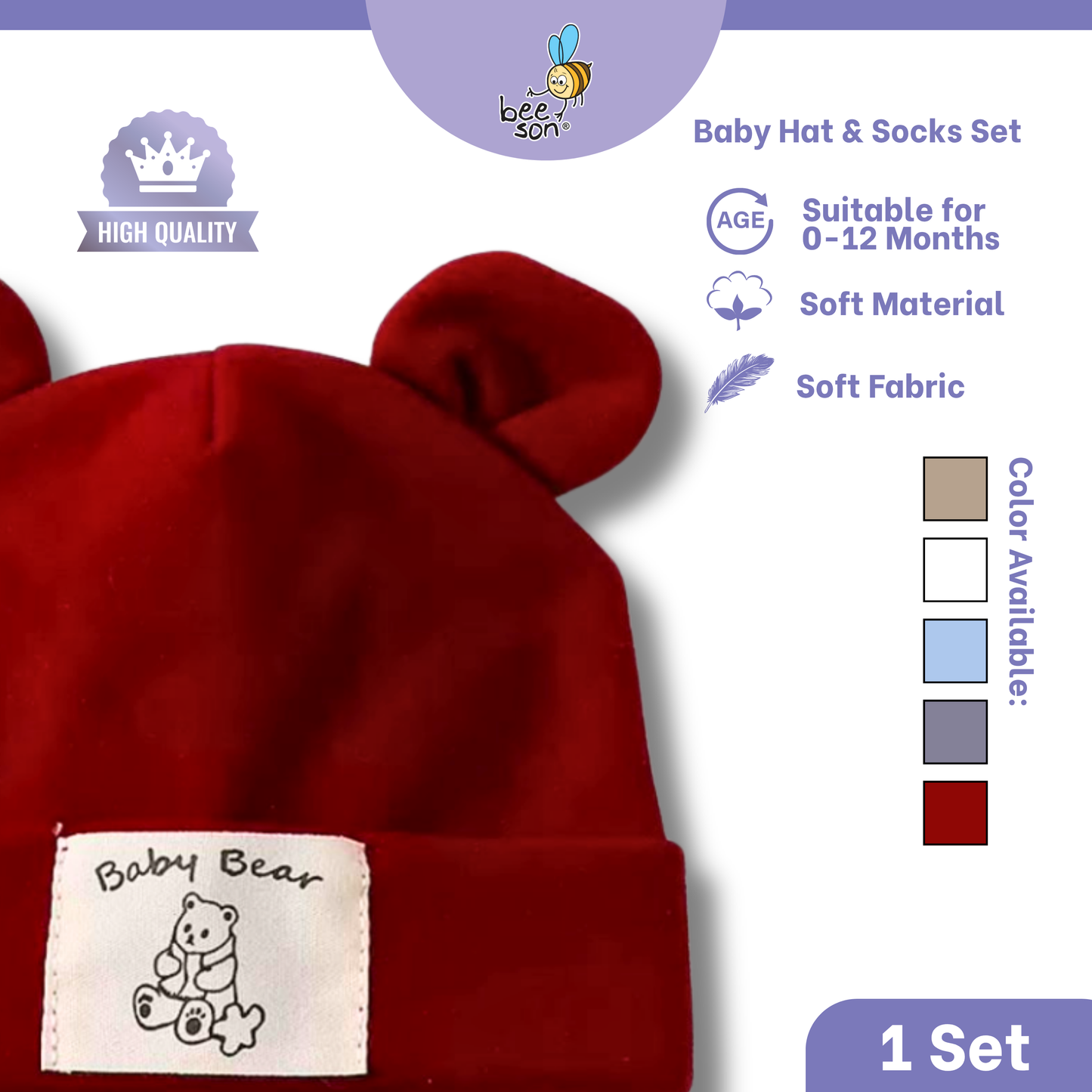 Beeson 2in1 Newborn Socks with Bonnet Set 10515