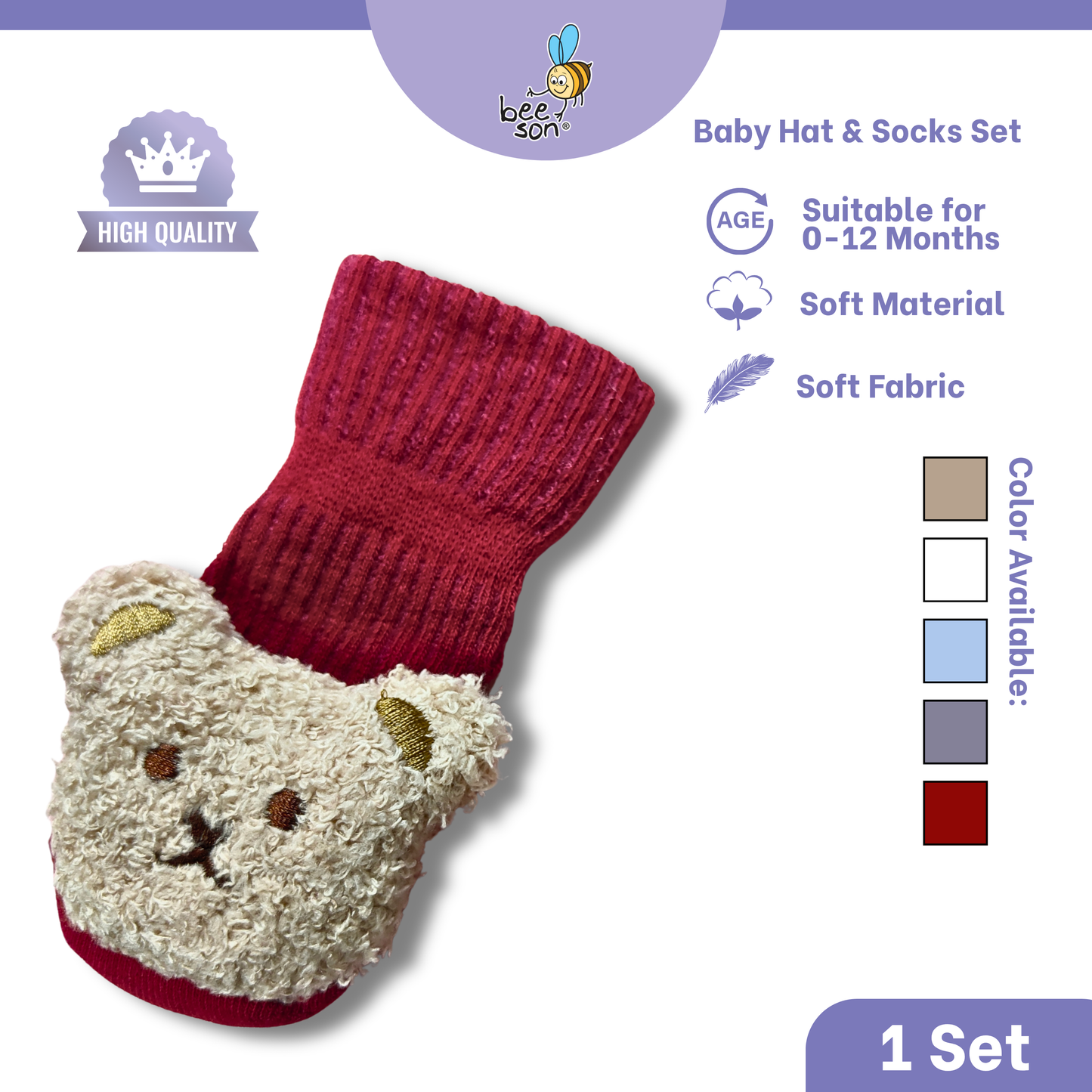 Beeson 2in1 Newborn Socks with Bonnet Set 10515