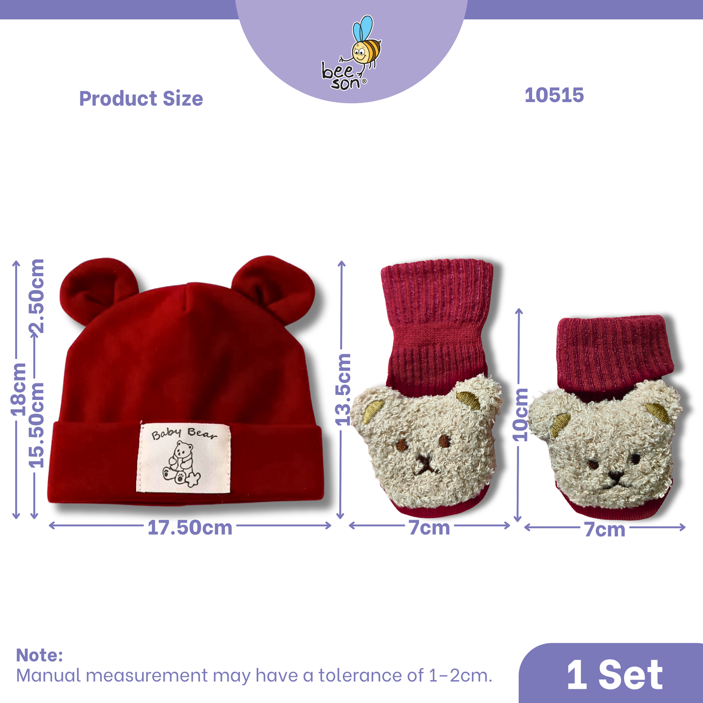 Beeson 2in1 Newborn Socks with Bonnet Set 10515