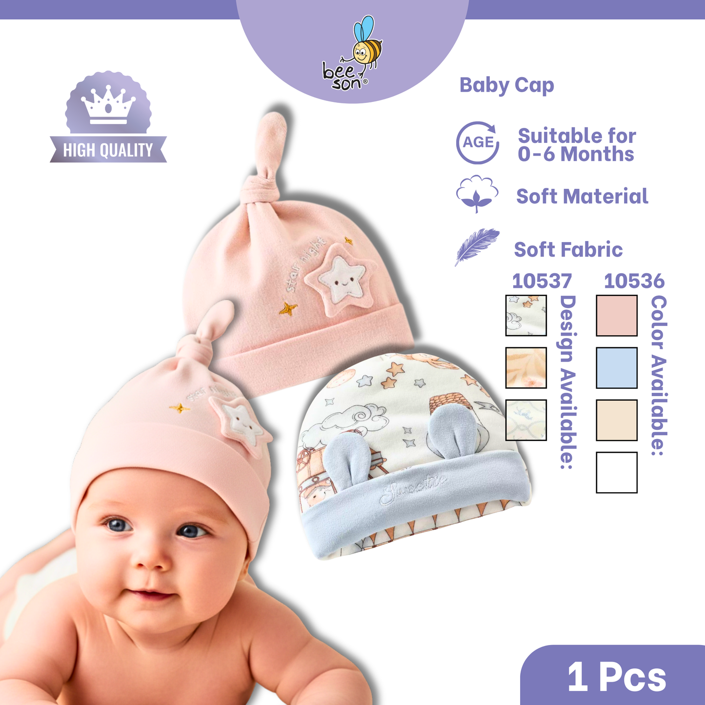Beeson Unisex Baby Bonnet 10536 | 10537