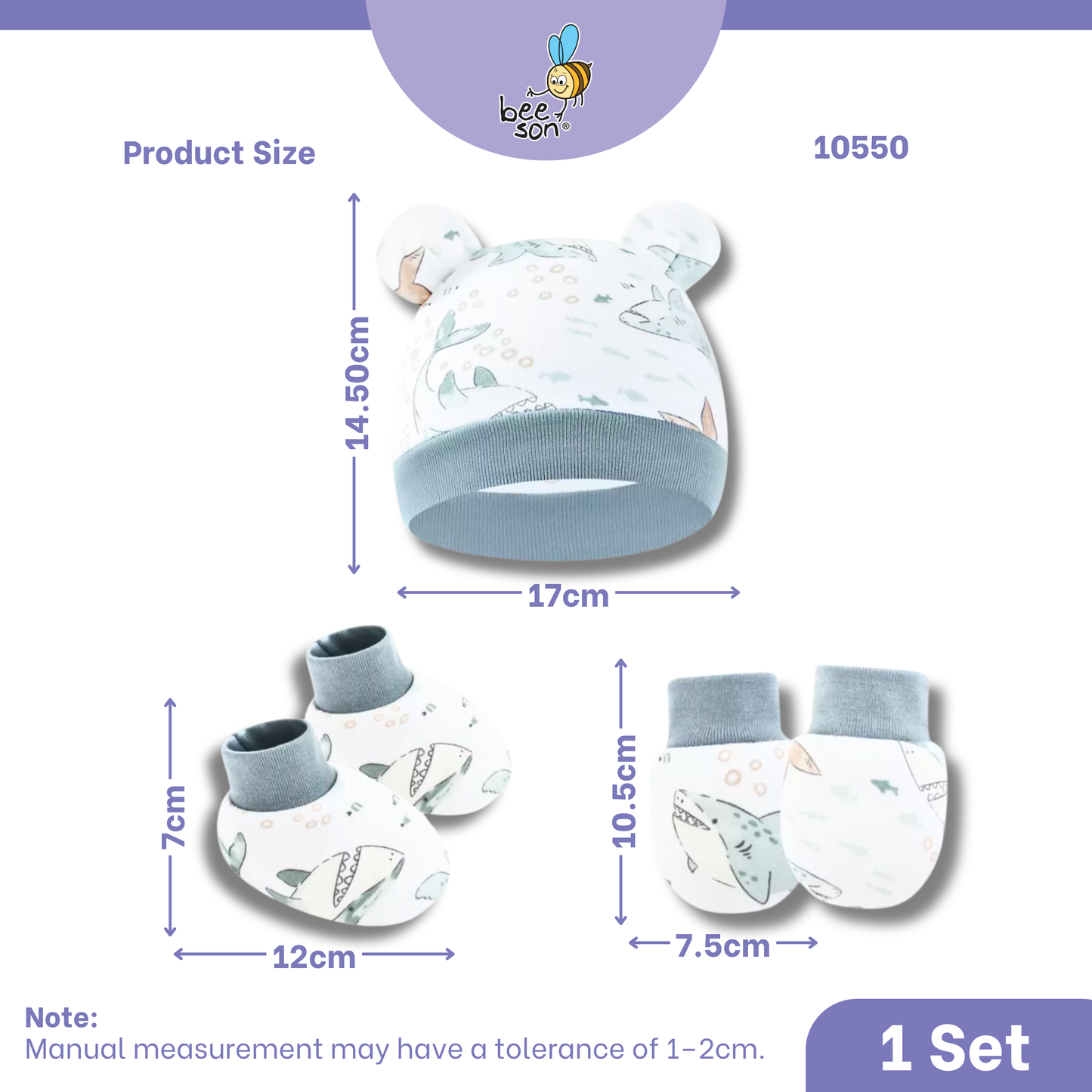 Beeson 3in1 Newborn Mittens & Booties with Bonnet Set 10550 | 10551 | 10554