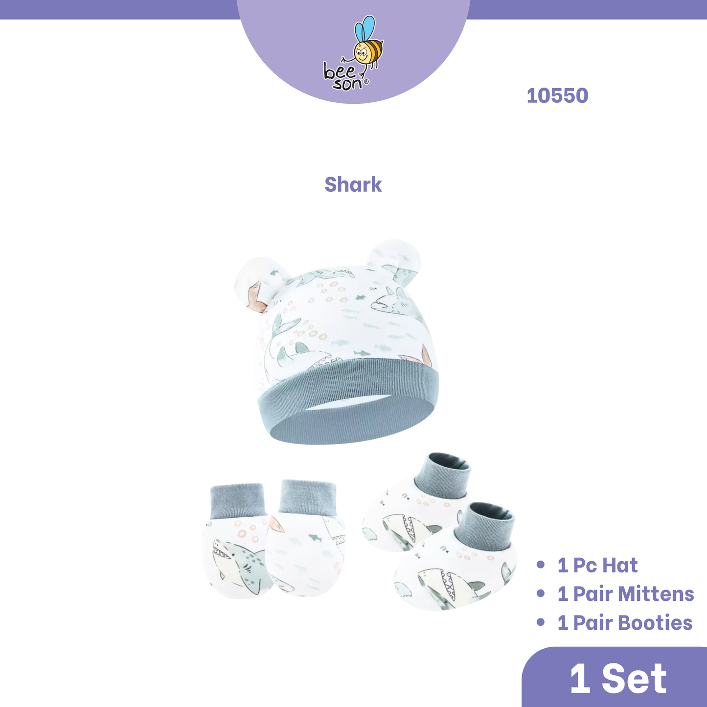 Beeson 3in1 Newborn Mittens & Booties with Bonnet Set 10550 | 10551 | 10554