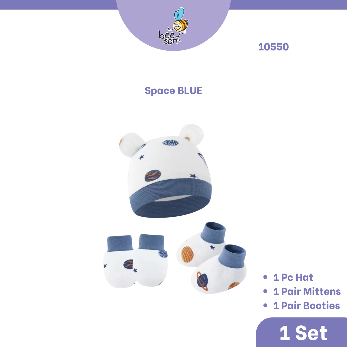 Beeson 3in1 Newborn Mittens & Booties with Bonnet Set 10550 | 10551 | 10554