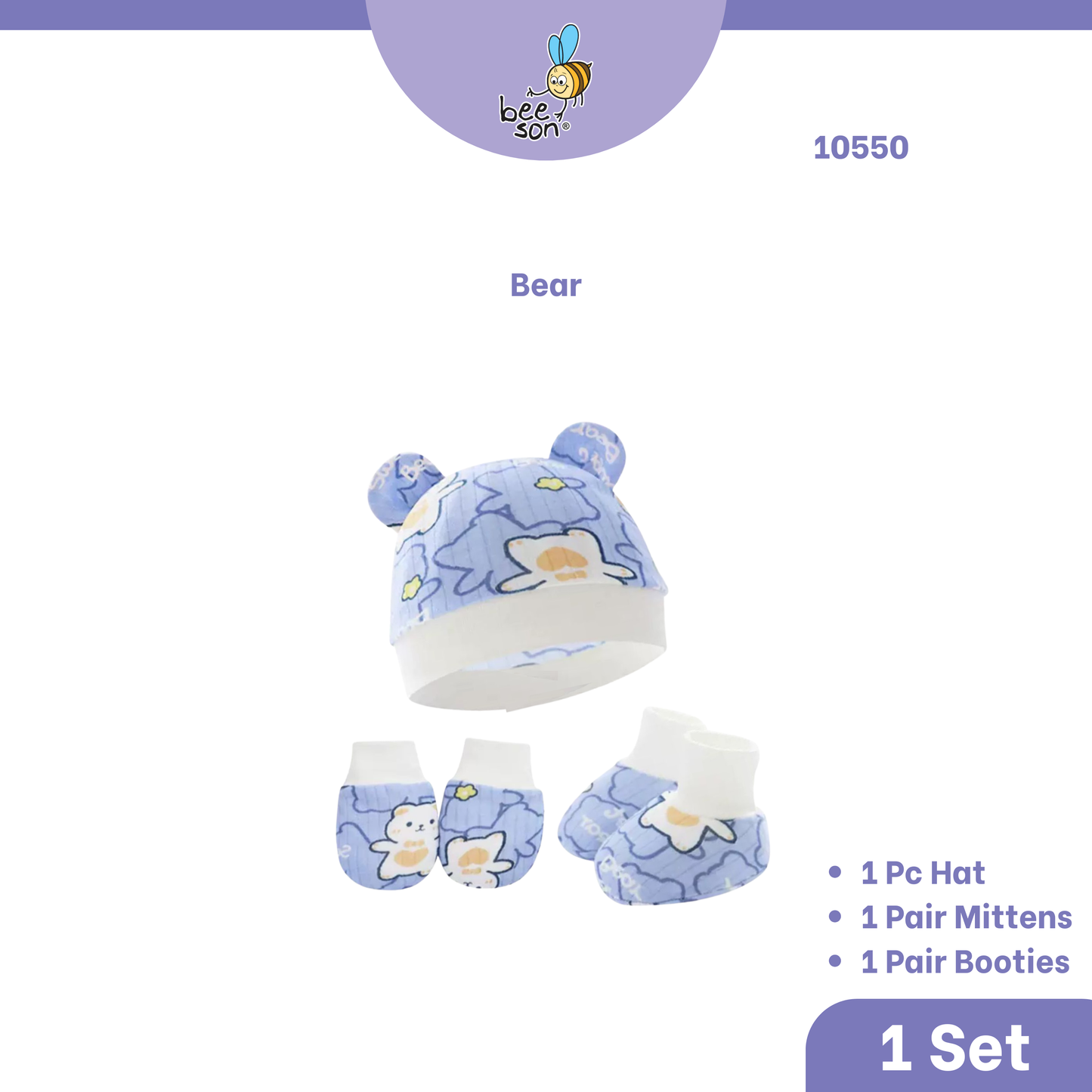 Beeson 3in1 Newborn Mittens & Booties with Bonnet Set 10550 | 10551 | 10554
