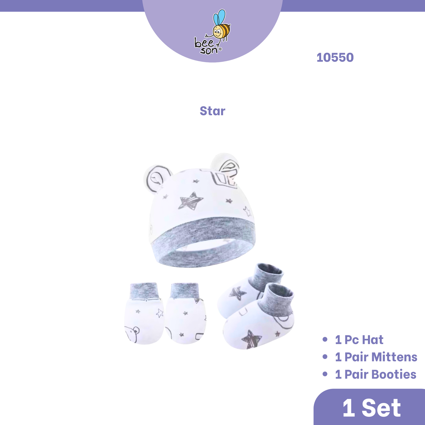Beeson 3in1 Newborn Mittens & Booties with Bonnet Set 10550 | 10551 | 10554