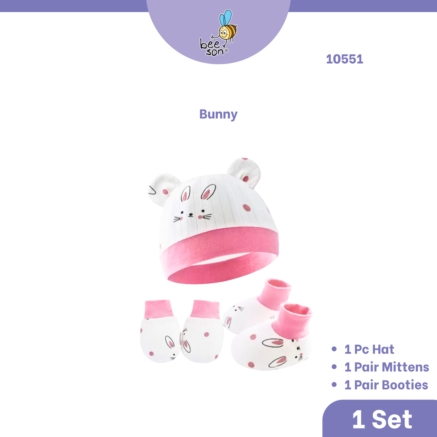 Beeson 3in1 Newborn Mittens & Booties with Bonnet Set 10550 | 10551 | 10554