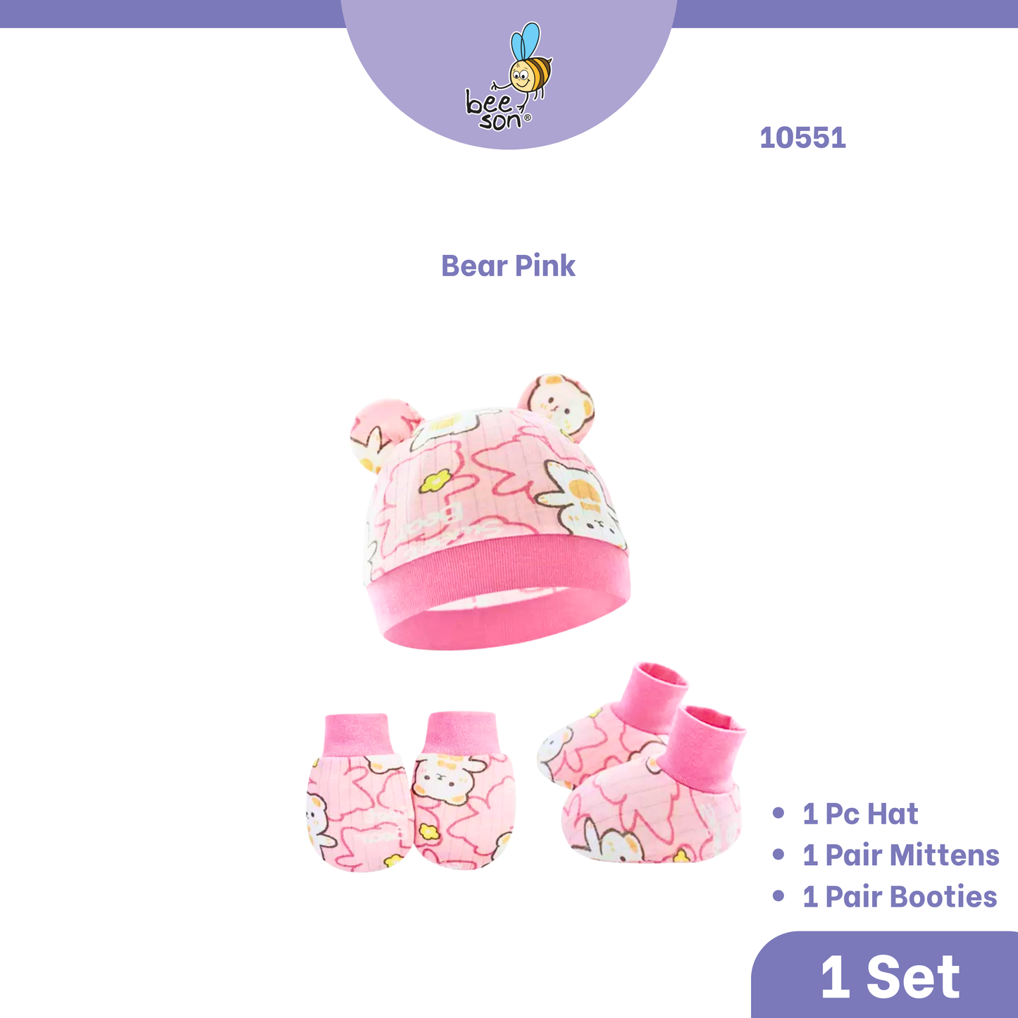 Beeson 3in1 Newborn Mittens & Booties with Bonnet Set 10550 | 10551 | 10554