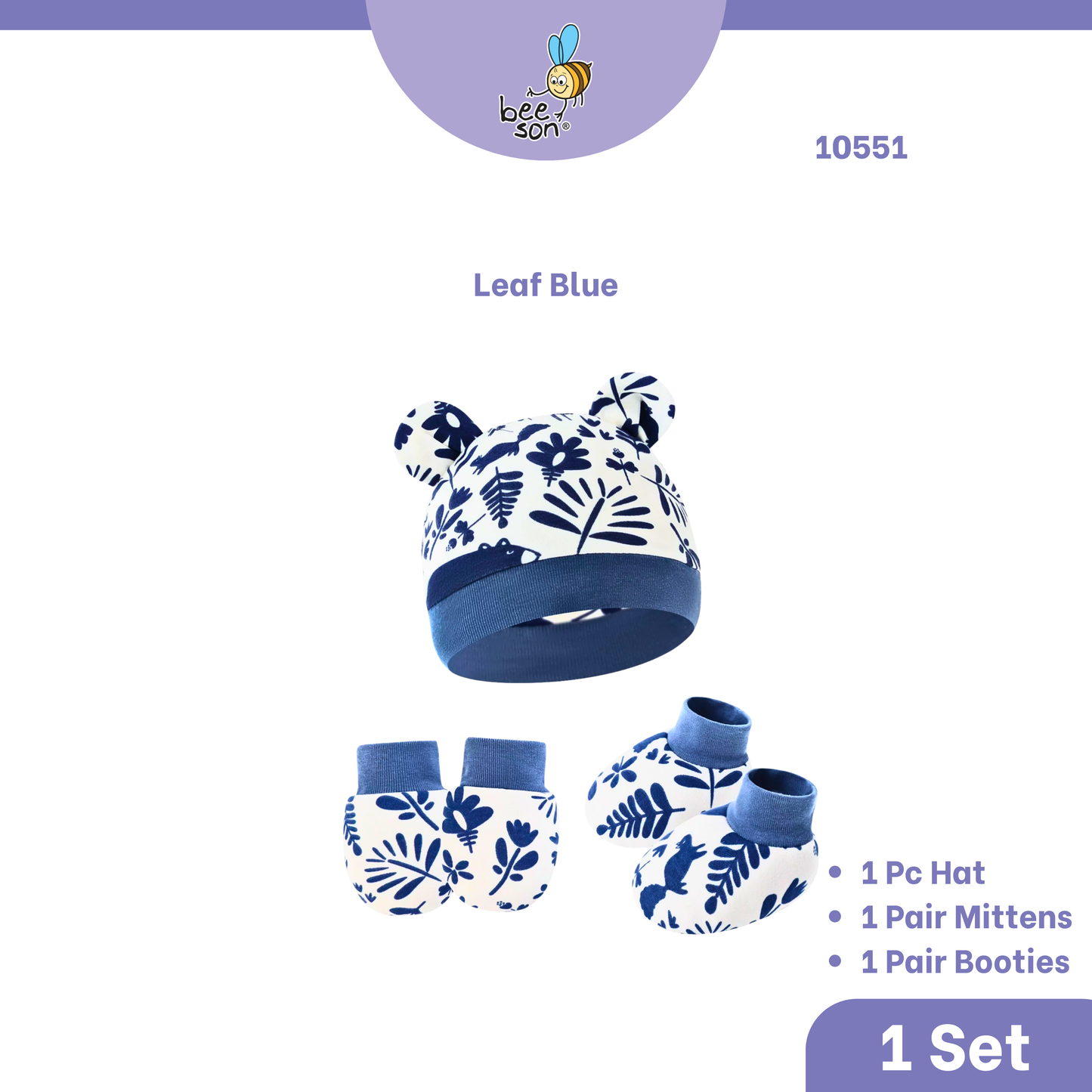 Beeson 3in1 Newborn Mittens & Booties with Bonnet Set 10550 | 10551 | 10554