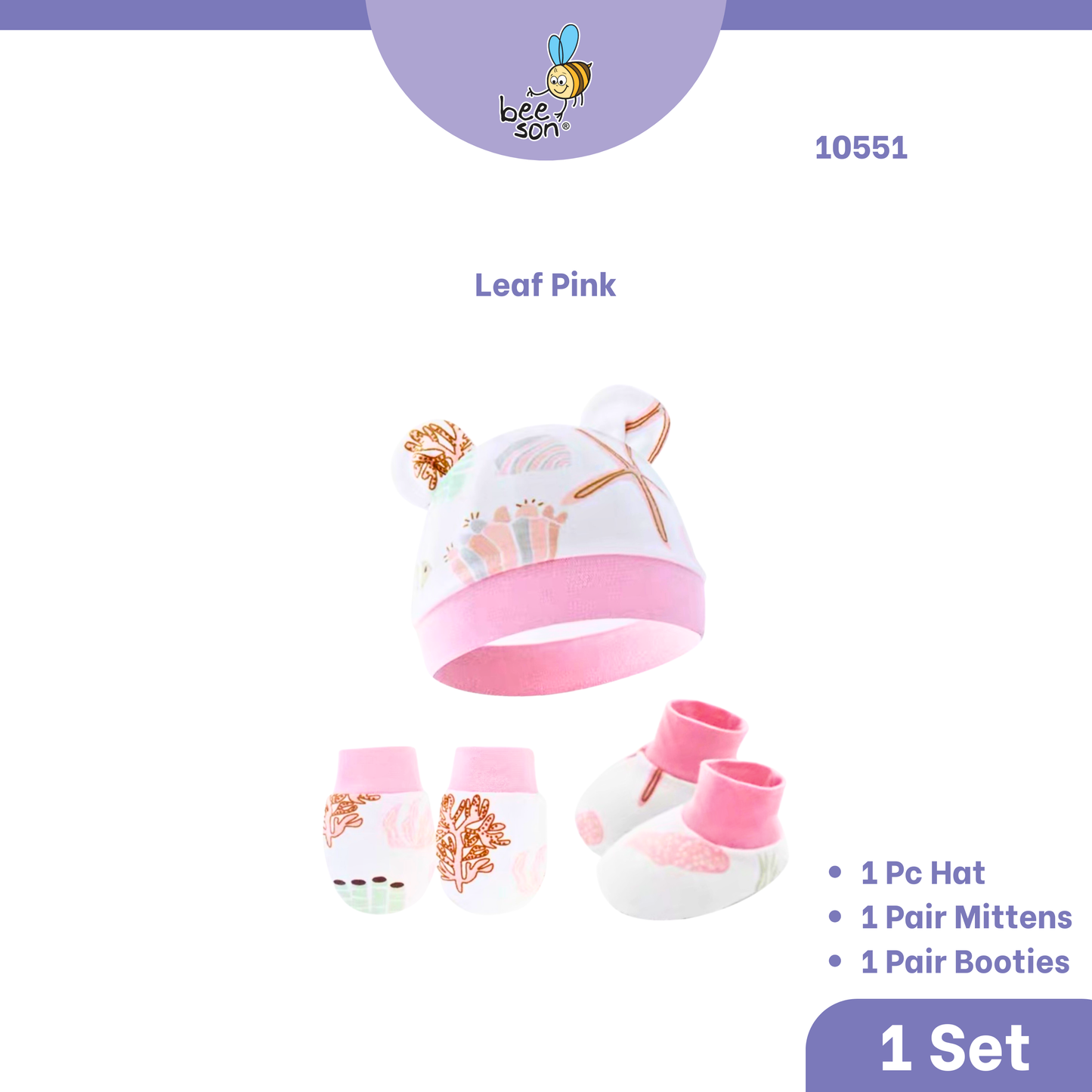 Beeson 3in1 Newborn Mittens & Booties with Bonnet Set 10550 | 10551 | 10554