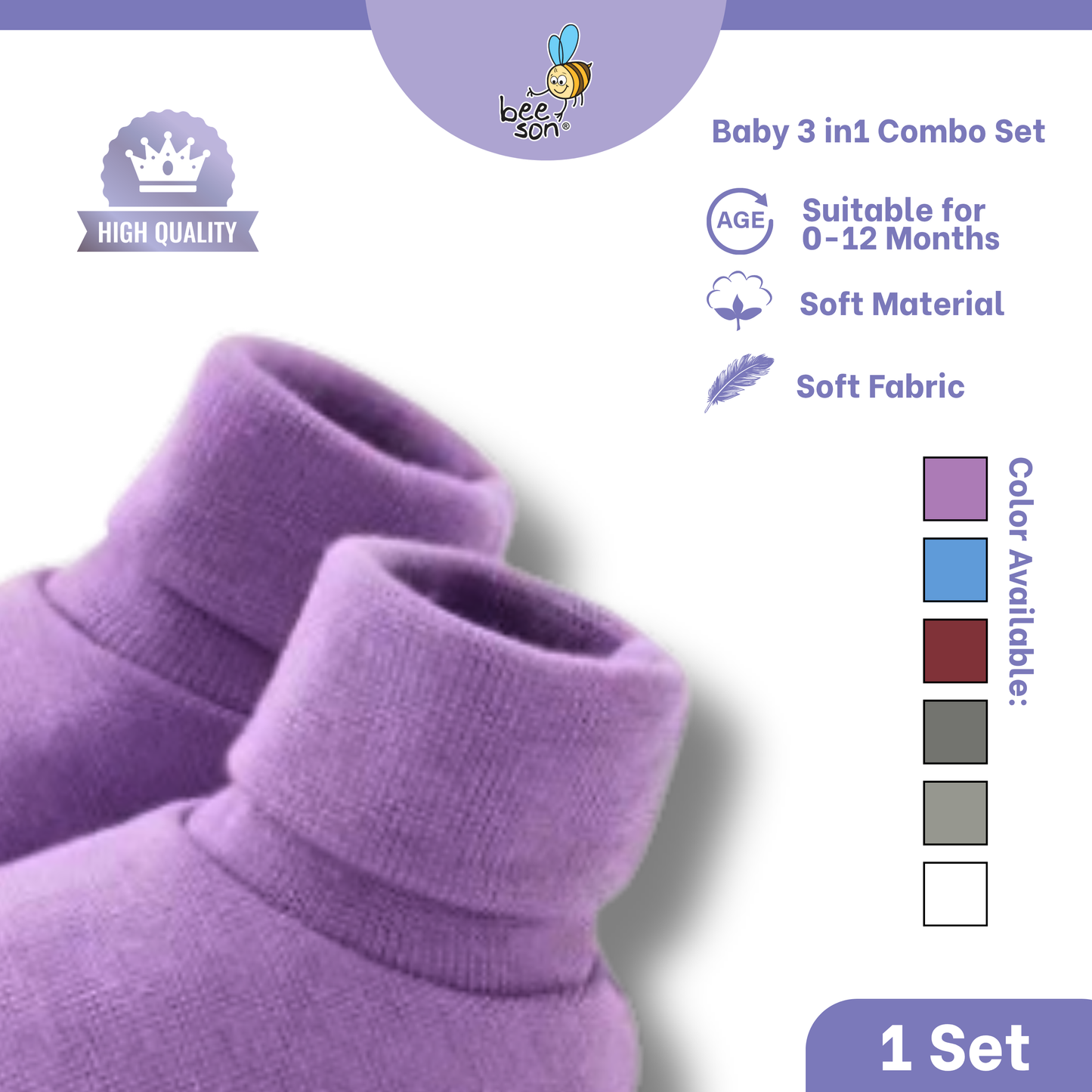 Beeson 3in1 Newborn Mittens & Booties with Bonnet Set 10550 | 10551 | 10554