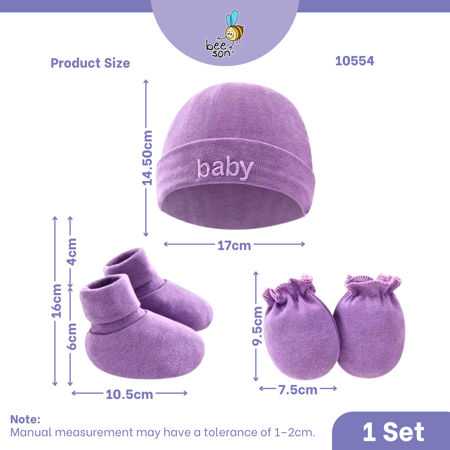 Beeson 3in1 Newborn Mittens & Booties with Bonnet Set 10550 | 10551 | 10554