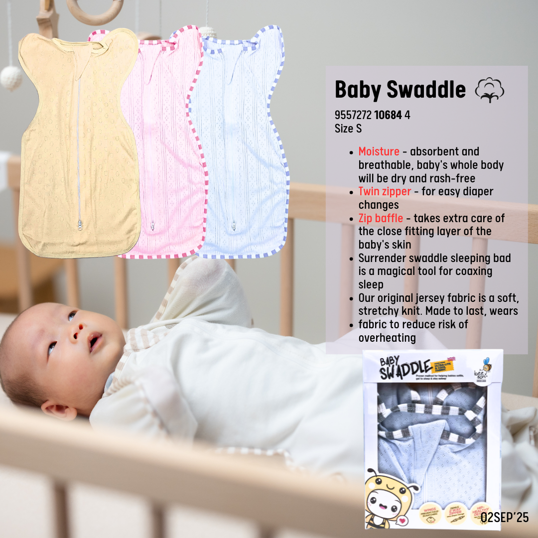 Beeson Newborn Baby Dual Zipped Swaddle | Soft Cotton Sleep Sack | Two-Way Zip Swaddle | Newborn Essentials (0–6 Months) | 10684
