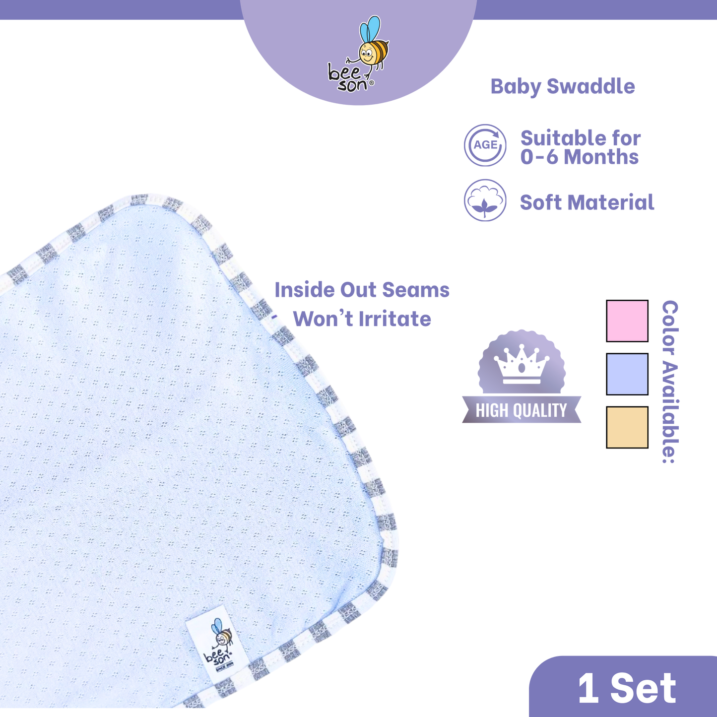 Beeson Newborn Baby Dual Zipped Swaddle | Soft Cotton Sleep Sack | Two-Way Zip Swaddle | Newborn Essentials (0–6 Months) | 10684