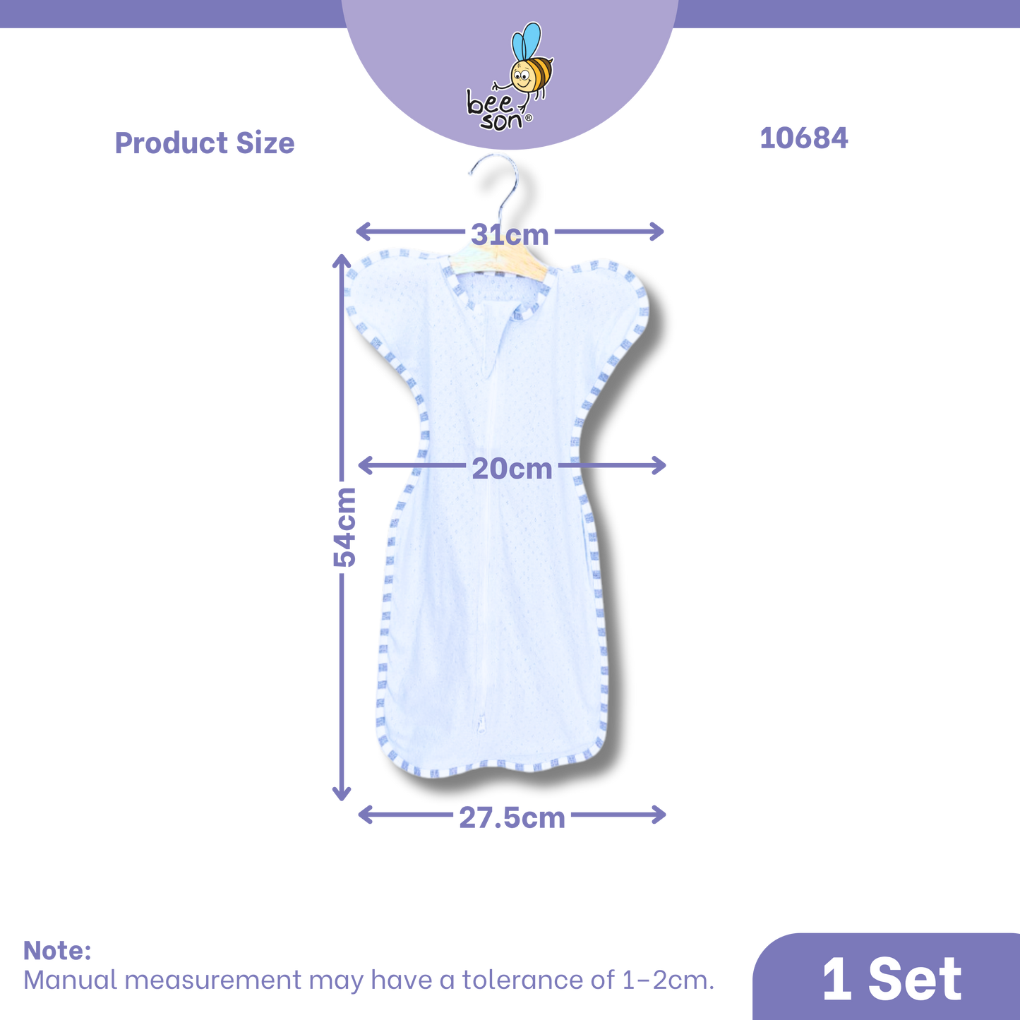 Beeson Newborn Baby Dual Zipped Swaddle | Soft Cotton Sleep Sack | Two-Way Zip Swaddle | Newborn Essentials (0–6 Months) | 10684
