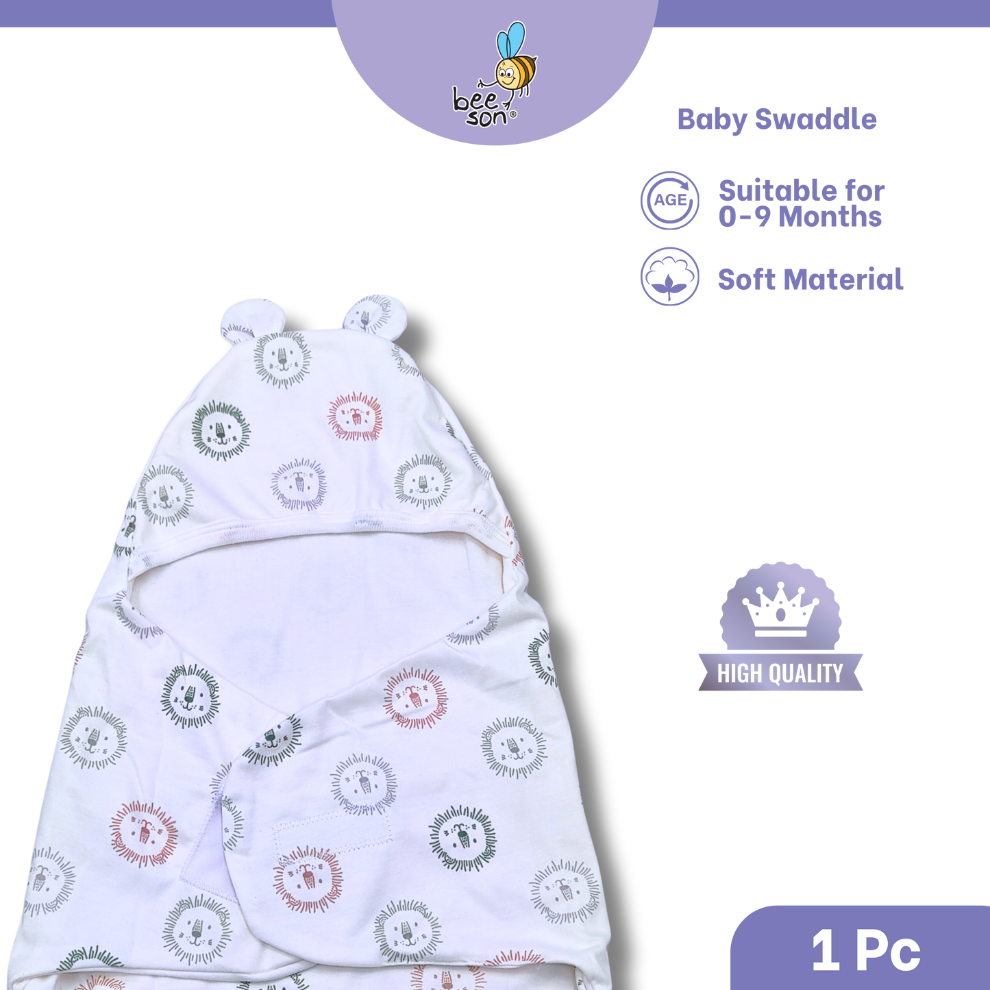 Beeson Baby Velcro Swaddle Wrap | Soft Breathable Cotton Newborn Swaddle Blanket | Adjustable Sleep Sack (0–3 Months) | 10698