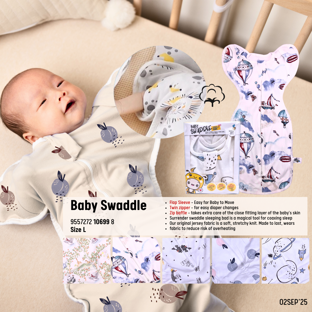 Beeson Newborn Baby Dual Zipped Swaddle | Soft Cotton Sleep Sack | Two-Way Zip Swaddle | Newborn Essentials (0–6 Months) 10699