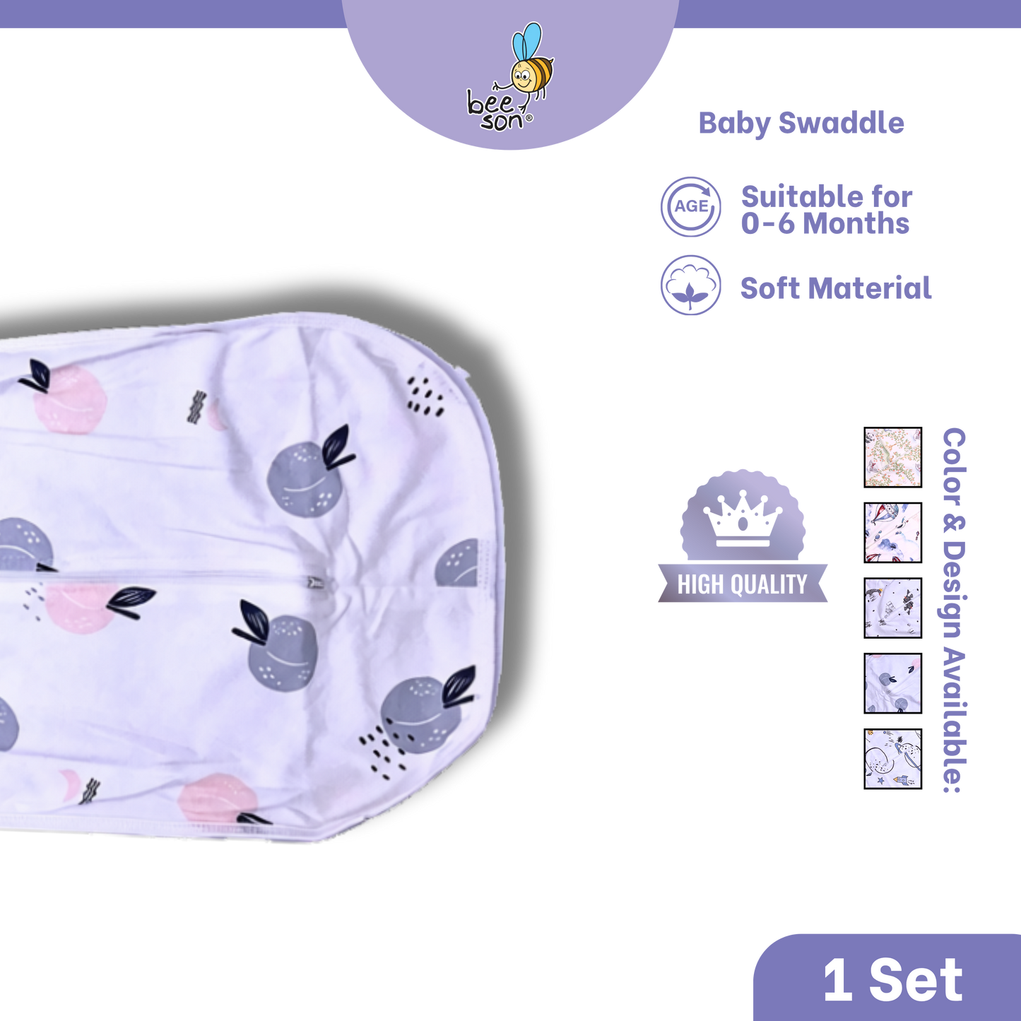 Beeson Newborn Baby Dual Zipped Swaddle | Soft Cotton Sleep Sack | Two-Way Zip Swaddle | Newborn Essentials (0–6 Months) 10699