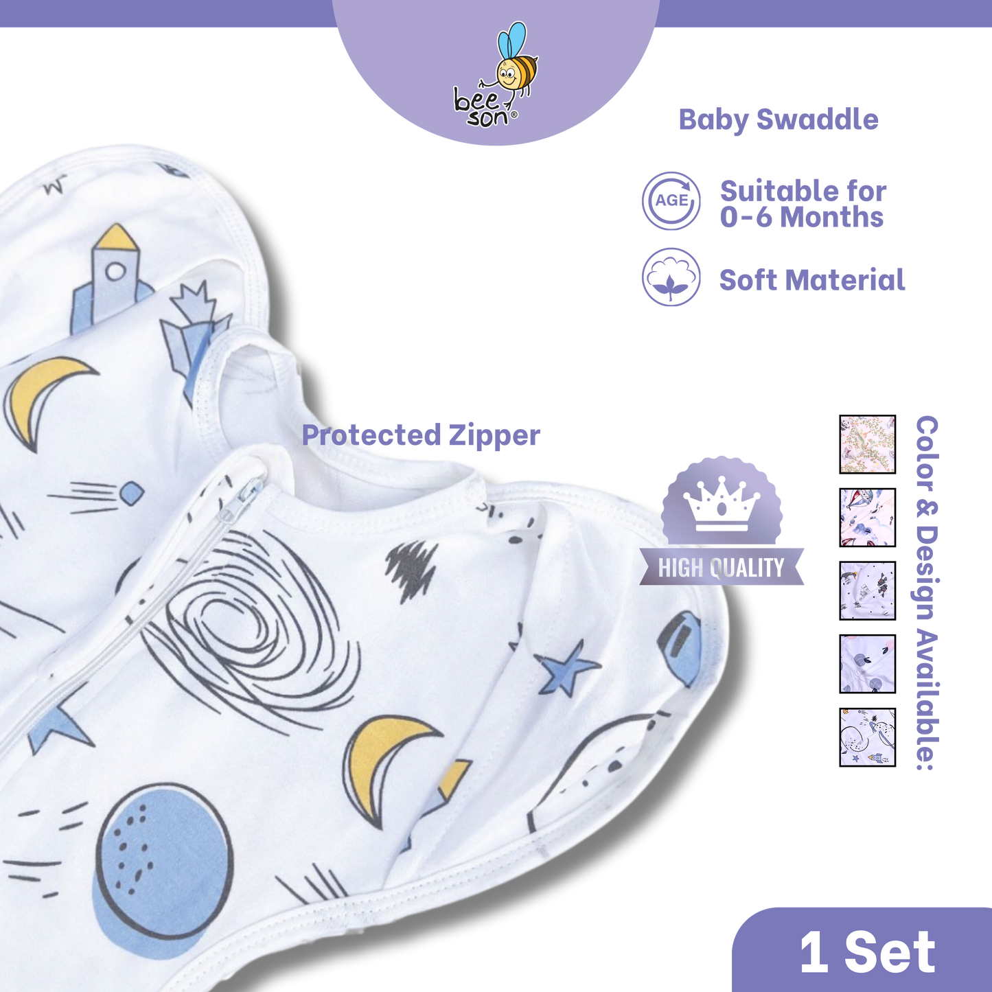 Beeson Newborn Baby Dual Zipped Swaddle | Soft Cotton Sleep Sack | Two-Way Zip Swaddle | Newborn Essentials (0–6 Months) 10699