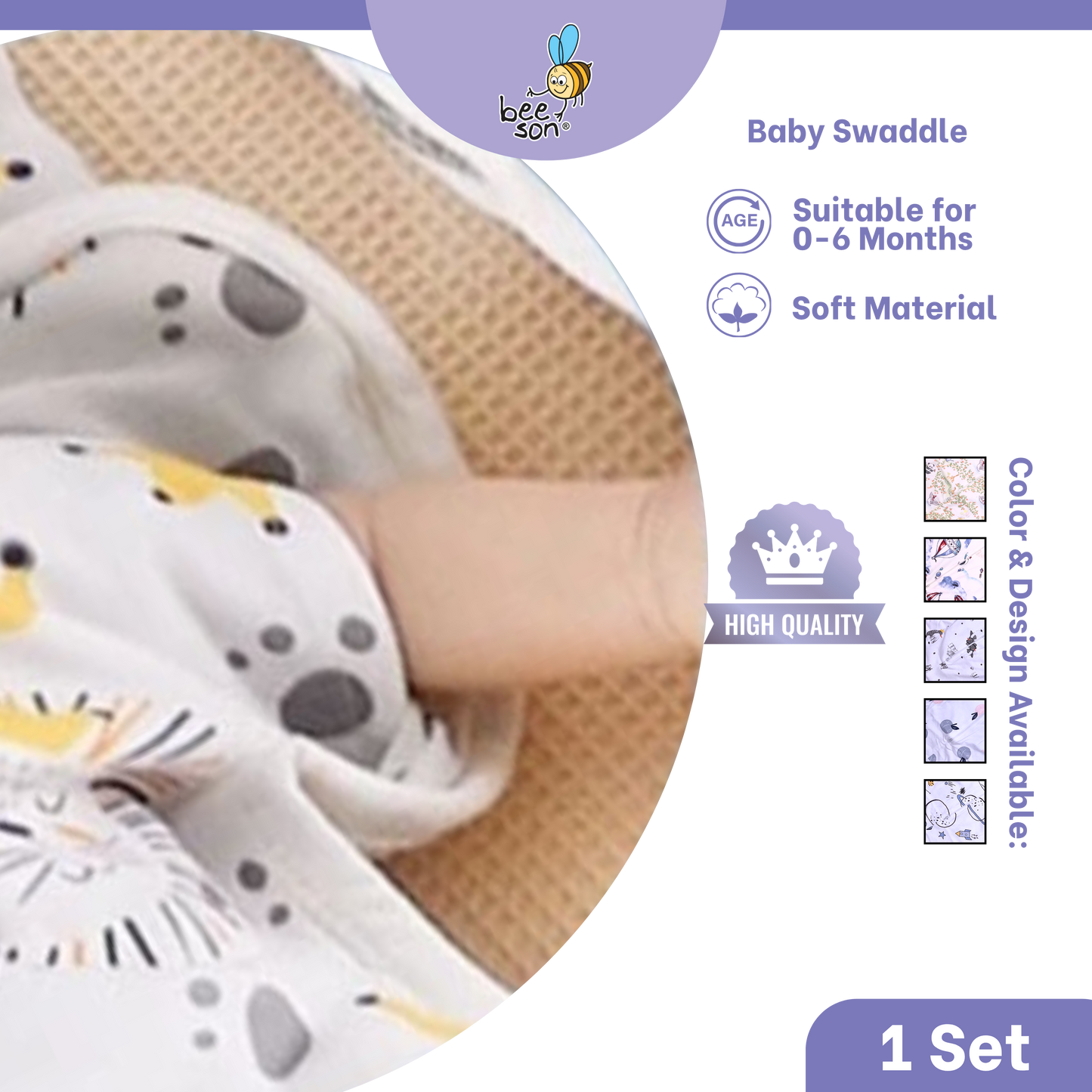 Beeson Newborn Baby Dual Zipped Swaddle | Soft Cotton Sleep Sack | Two-Way Zip Swaddle | Newborn Essentials (0–6 Months) 10699