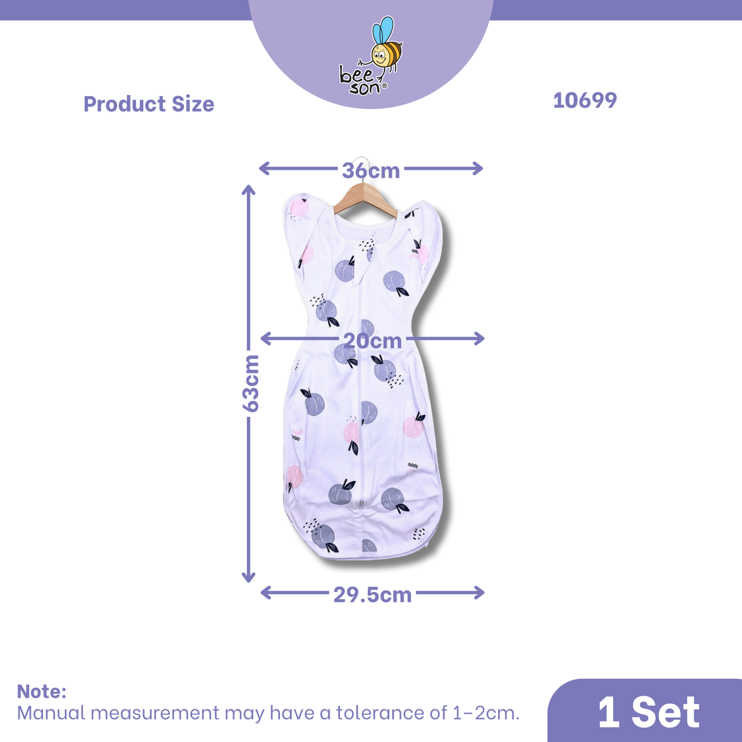 Beeson Newborn Baby Dual Zipped Swaddle | Soft Cotton Sleep Sack | Two-Way Zip Swaddle | Newborn Essentials (0–6 Months) 10699