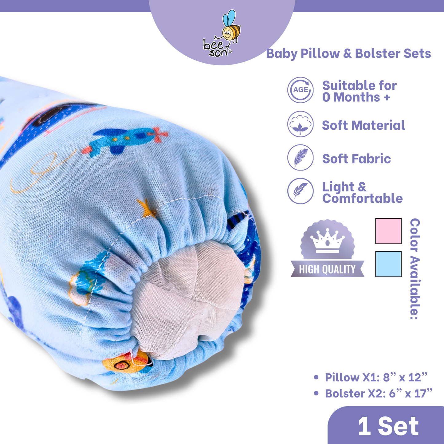 Beeson 3in1 Baby Soft Bedding Set With Pillow & Bolster | 10731