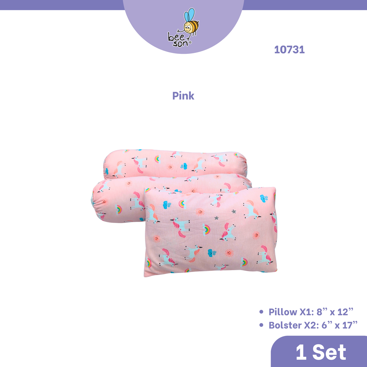 Beeson 3in1 Baby Soft Bedding Set With Pillow & Bolster | 10731