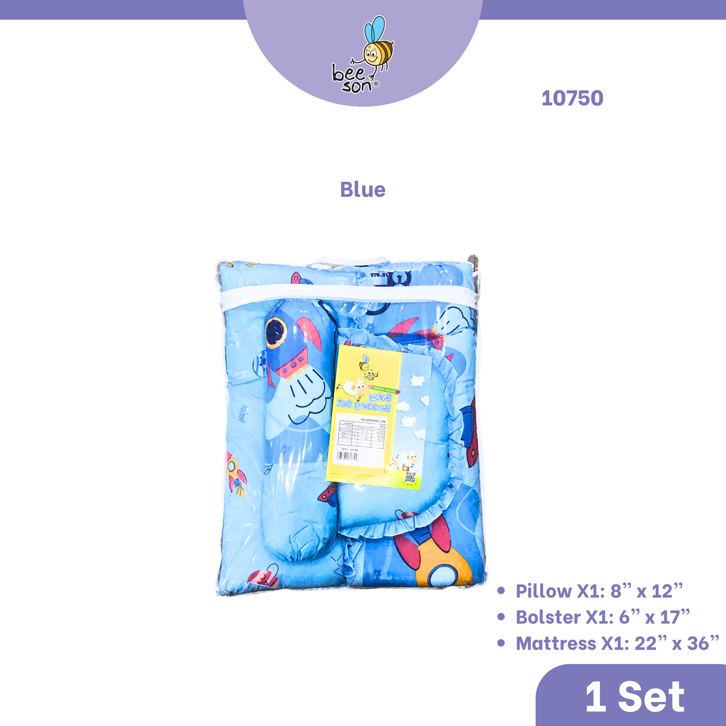 Beeson 3in1 Baby Bedding Set With Bolsters + Dimple Pillow + Mattress 10750