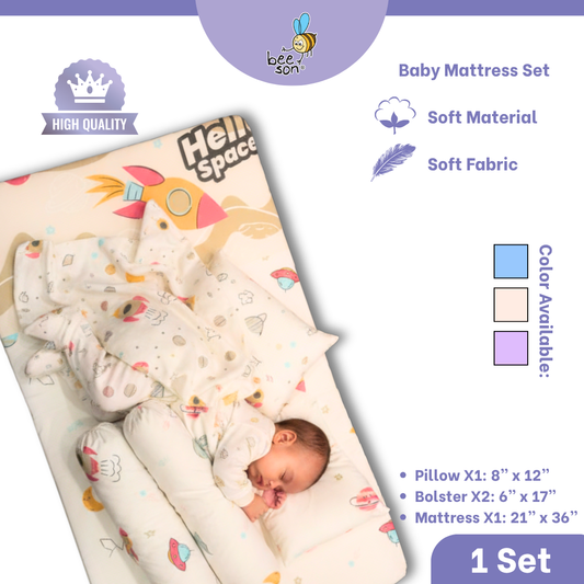 Beeson 4in1 Baby Bedding Set With Bolsters + Pillow + Mattress 10751
