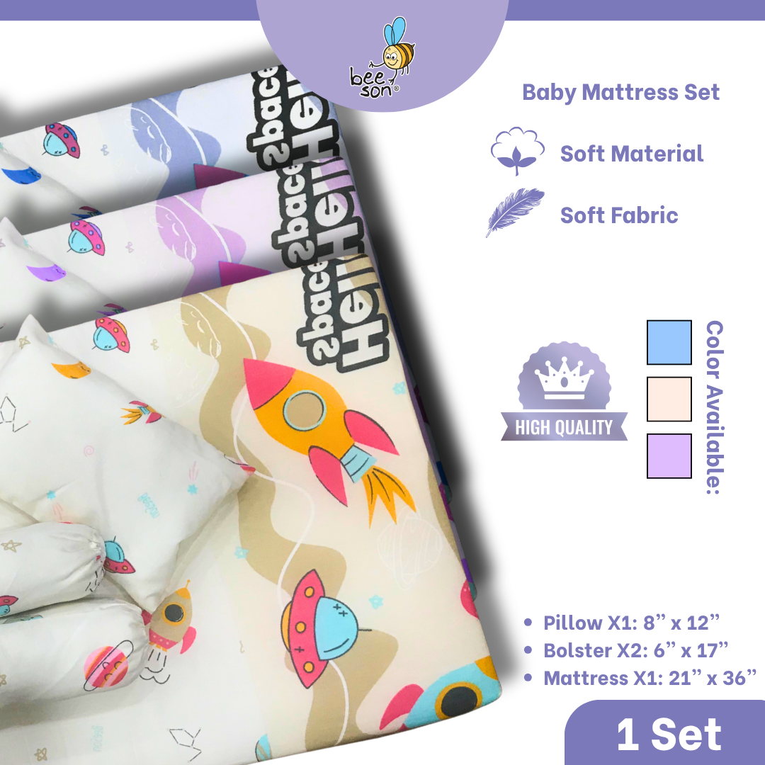 Beeson 4in1 Baby Bedding Set With Bolsters + Pillow + Mattress 10751