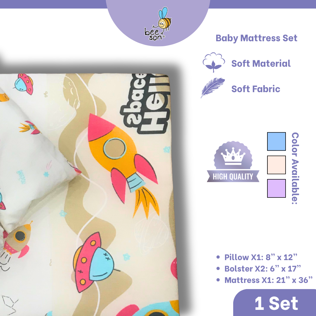 Beeson 4in1 Baby Bedding Set With Bolsters + Pillow + Mattress 10751