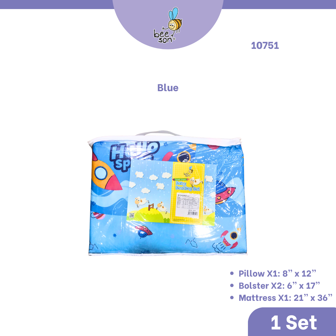 Beeson 4in1 Baby Bedding Set With Bolsters + Pillow + Mattress 10751