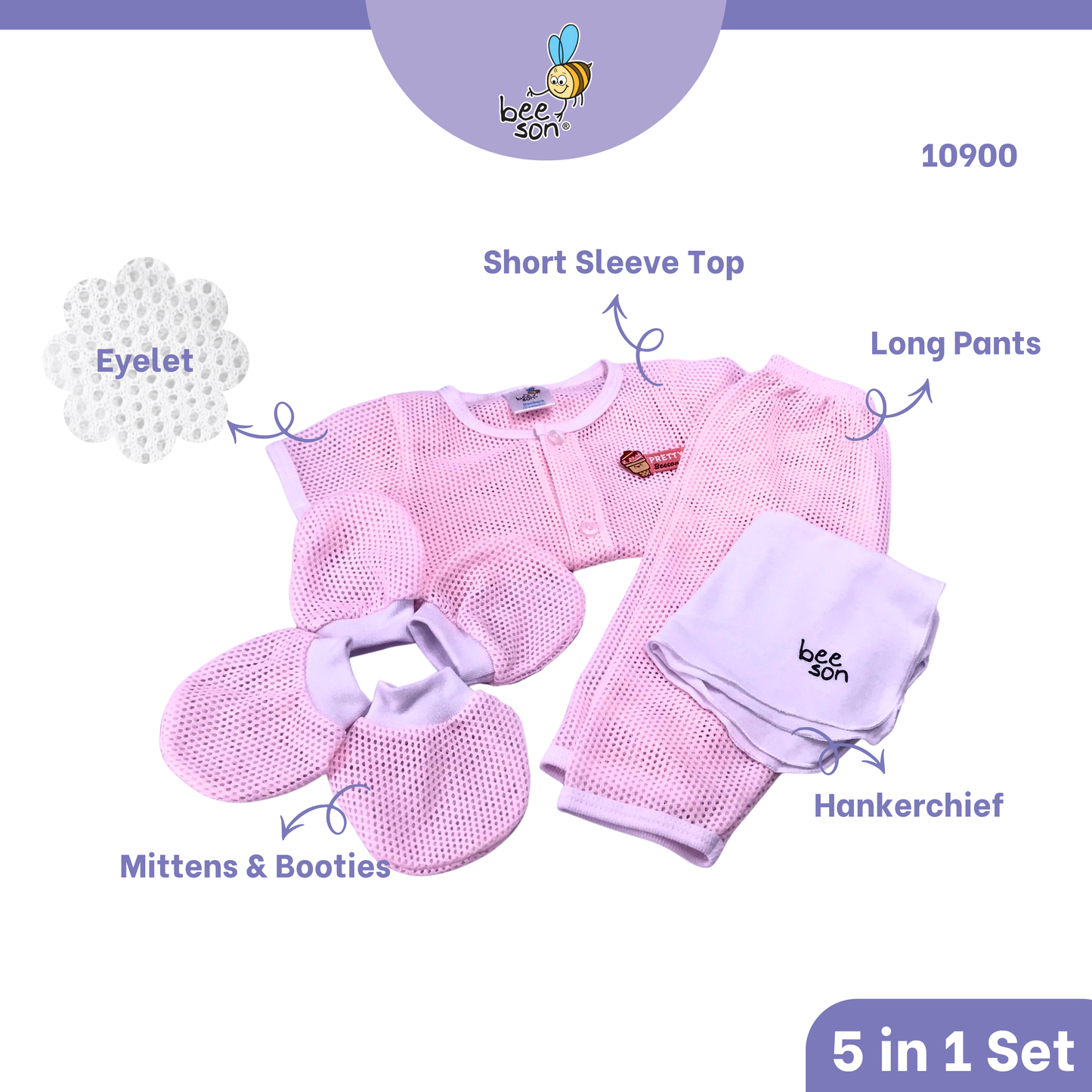 Beeson 5in1 Eyelet Newborn Baby Boy / Girl Hamper Wear Gift Set Box 10900