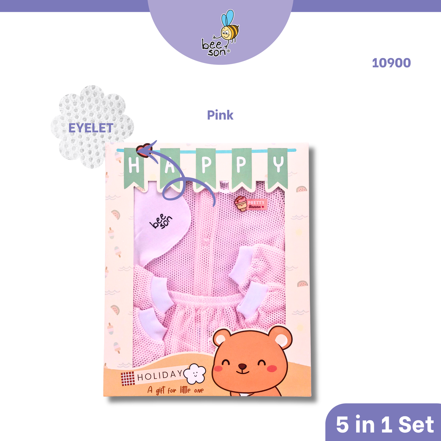Beeson 5in1 Eyelet Newborn Baby Boy / Girl Hamper Wear Gift Set Box 10900