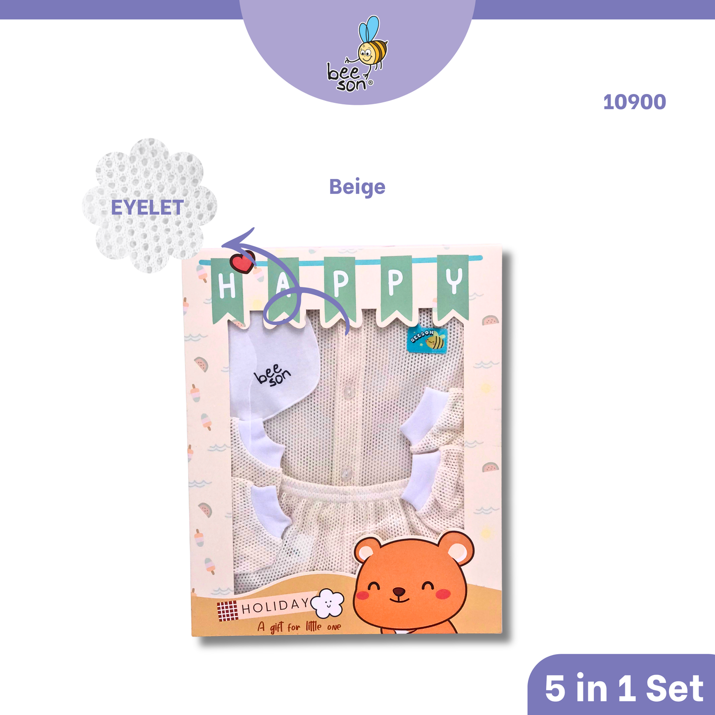 Beeson 5in1 Eyelet Newborn Baby Boy / Girl Hamper Wear Gift Set Box 10900
