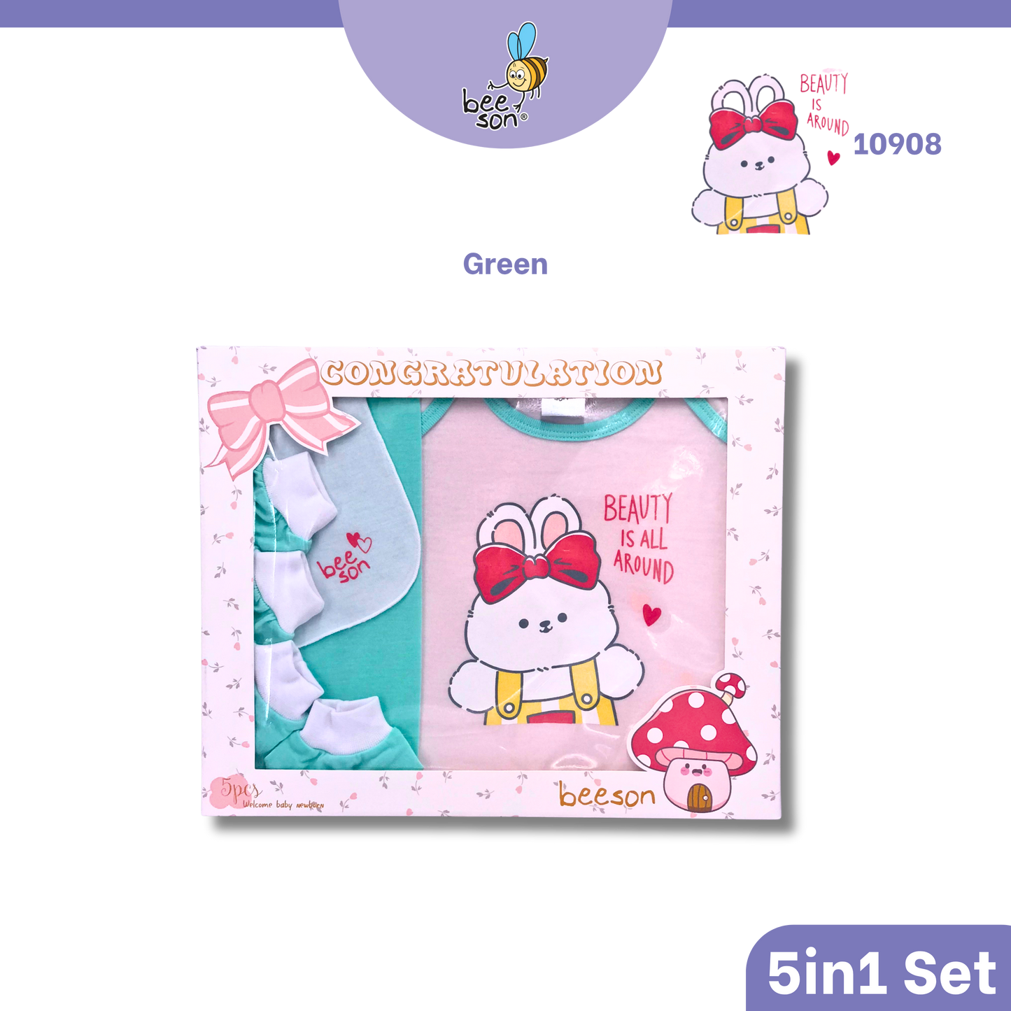 Beeson 5in1 Cotton Newborn Baby Girl Hamper Wear Gift Set Box | 10908