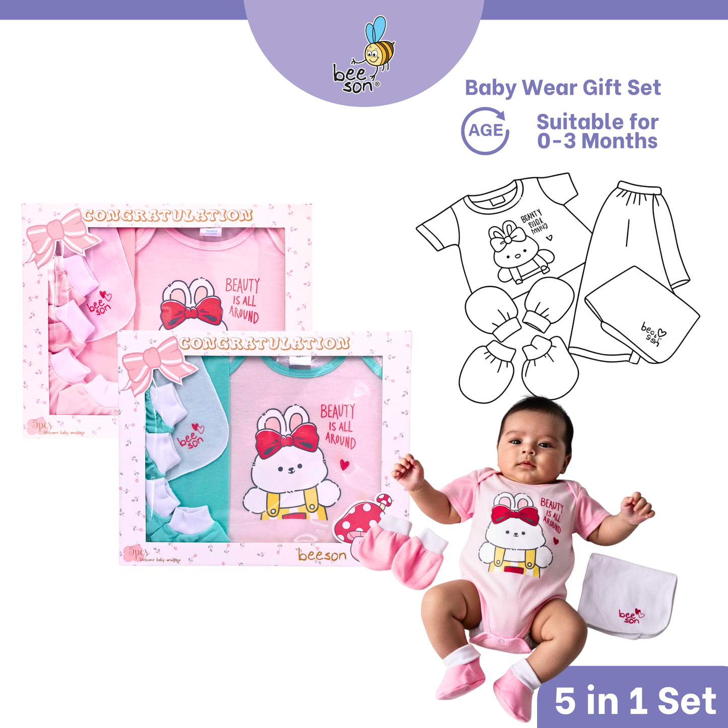 Beeson 4in1 | 5in1 | 6in1 Newborn Baby Boy / Girl Hamper Wear Gift Set Box 10900 | 10901 | 10902 | 10908 | 10909 | 81280 | 81281 | 81282 | 81283 | 81284 | 81285 | 81286 | 81287