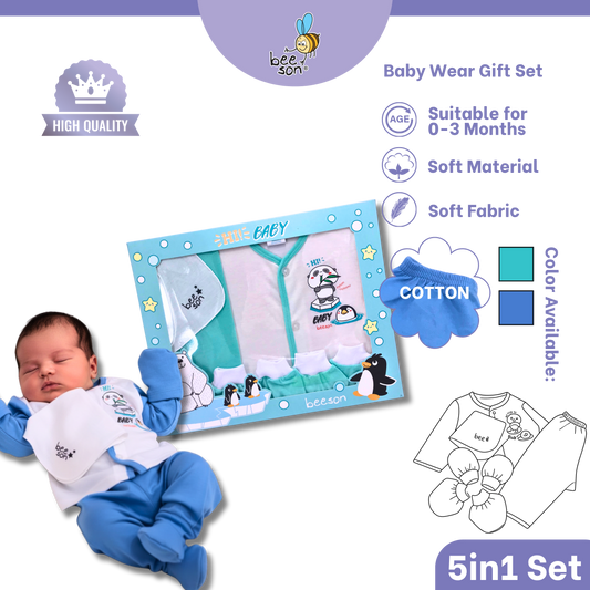 Beeson 5in1 Cotton Newborn Baby Boy / Girl Hamper Wear Gift Set Box | 10909