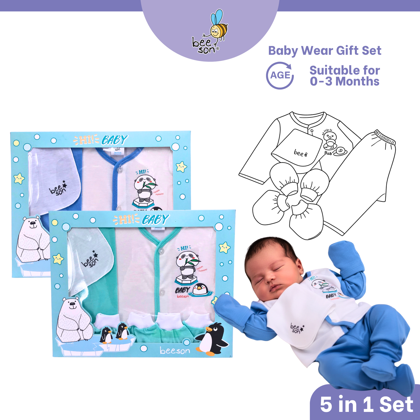 Beeson 4in1 | 5in1 | 6in1 Newborn Baby Boy / Girl Hamper Wear Gift Set Box 10900 | 10901 | 10902 | 10908 | 10909 | 81280 | 81281 | 81282 | 81283 | 81284 | 81285 | 81286 | 81287