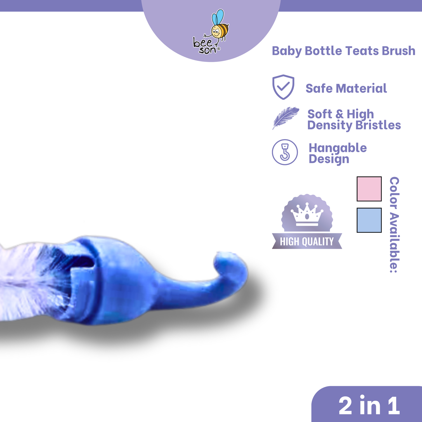 Beeson 2in1 Baby Bottle & Teats Cleaning Brush With Sponge 11237