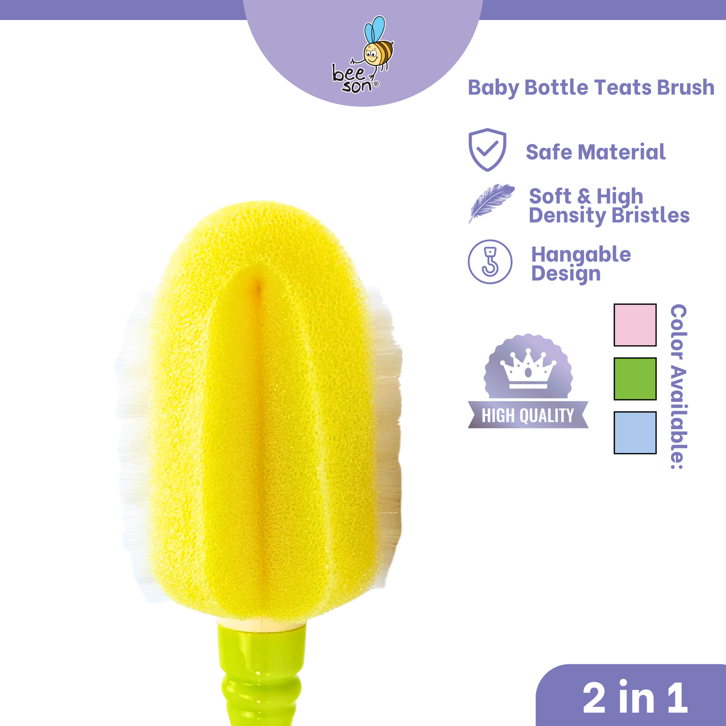 Beeson 2in1 Baby Bottle & Teats Cleaning Sponge Brush 11246