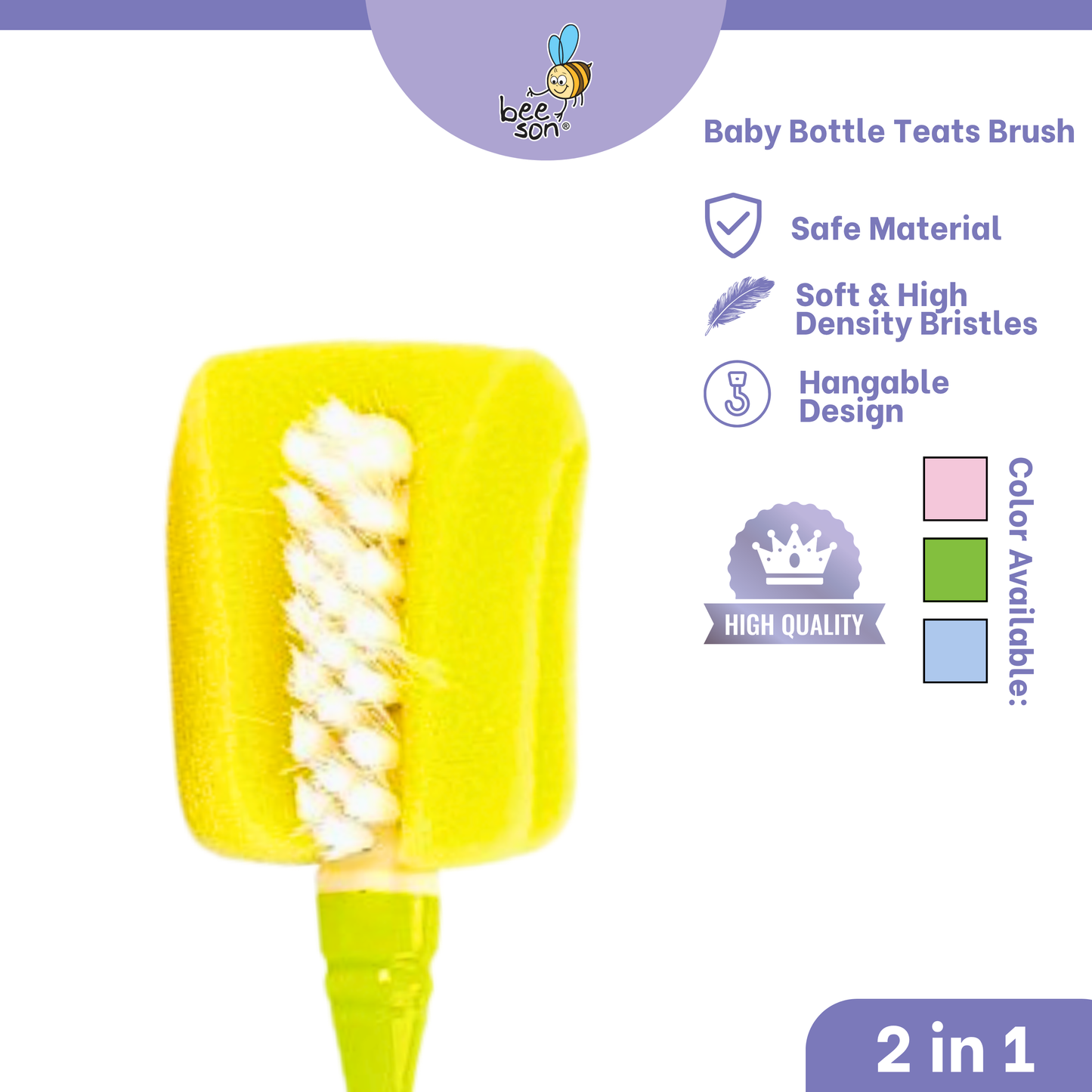 Beeson 2in1 Baby Bottle & Teats Cleaning Sponge Brush 11246