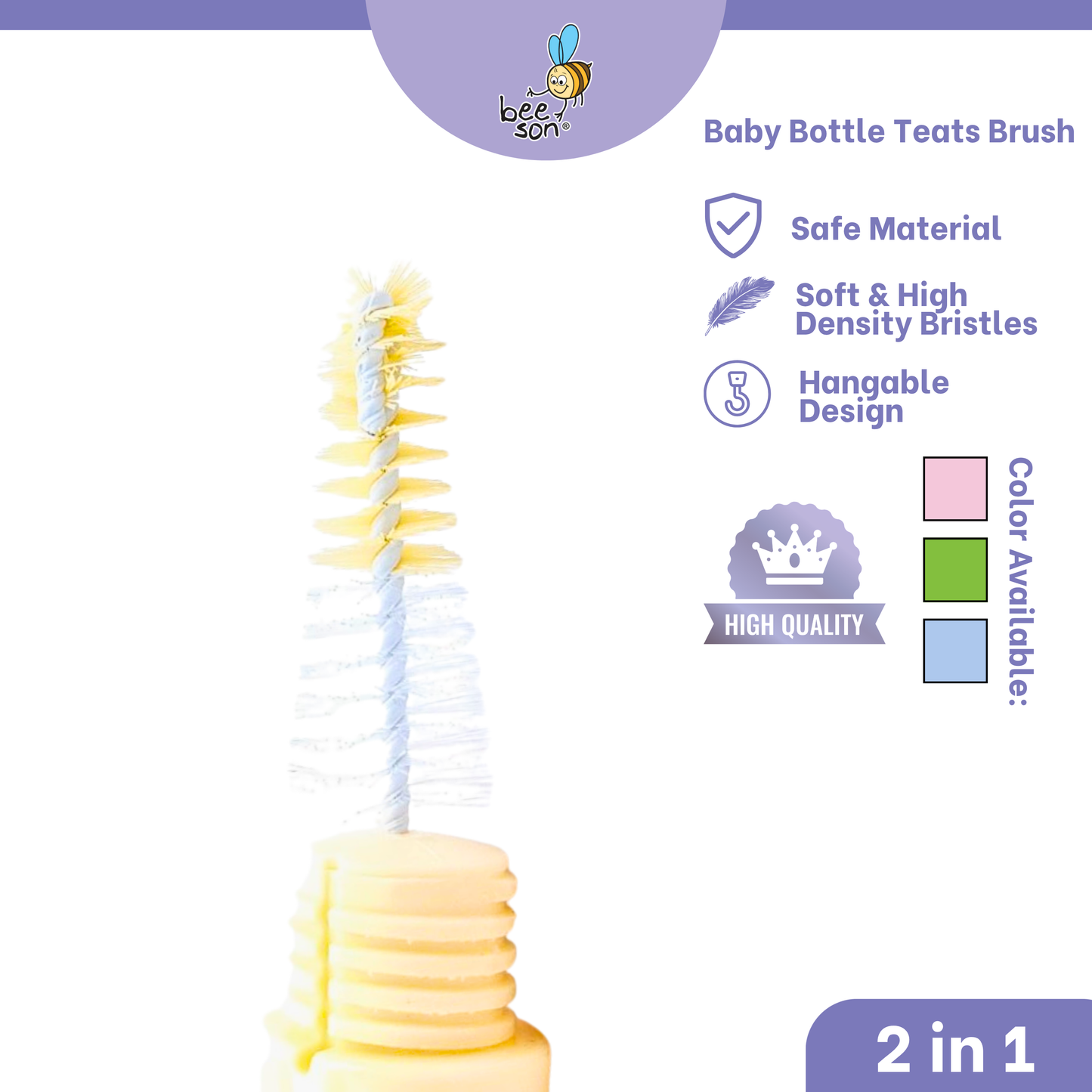 Beeson 2in1 Baby Bottle & Teats Cleaning Sponge Brush 11246